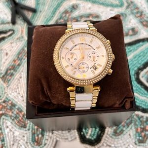 MICHAEL KORS WOMENS WATCH- 2 Tone Gold and White